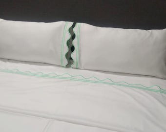 Ausgefranste und Umrandung Stickbogen Set 400 Thread Count Weiß 100% Baumwolle Sateen