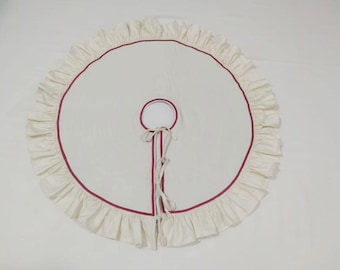 Weihnachtsbaum-Rock mit einer Stickerei Durchmesser von 48 "bis 116" Zoll Elfenbein Stoff