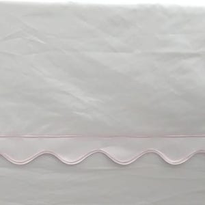 Scalloped and Border embroidery Crib skirt White 100% Cotton Sateen Crib skirt with split corners 4 sided