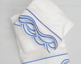 Bogenrand und Bogenrand Stickbogen Set 400 Thread Count Weiß 100% Baumwolle Sateen