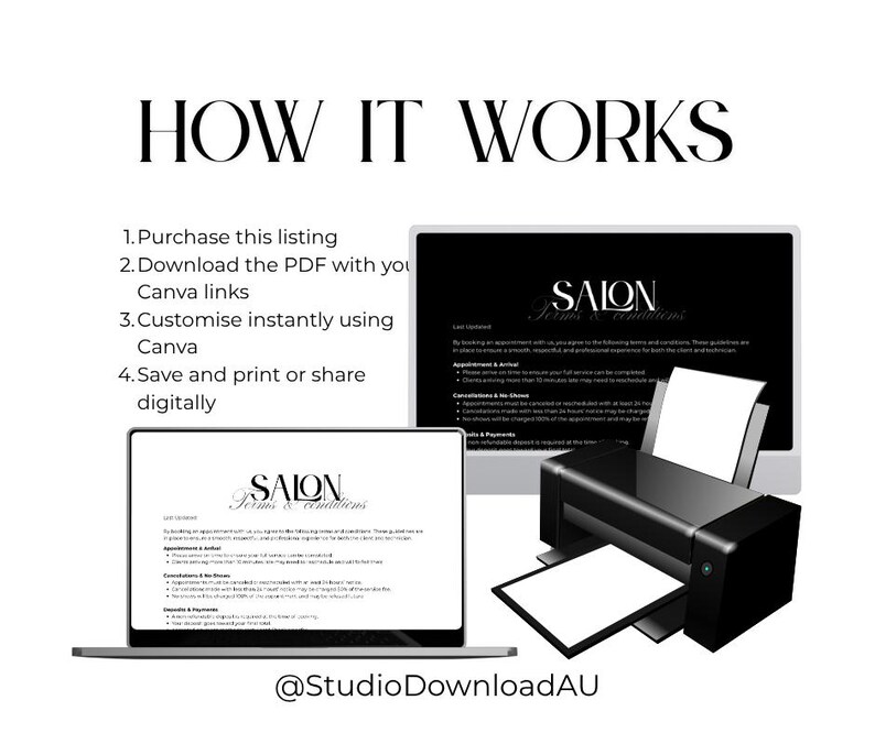 Salon Terms and Conditions Template (2 Styles) | Printable and Editable ...