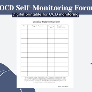 OCS-zelfcontroleformulier | Afdrukbaar therapiewerkblad | ERP- en CBT-tool | Digitale download