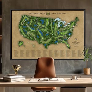 Top 250 PUBLIC Golf Courses in the USA Map, Push Pin Map Wall Art, Best Gift for Golfer, Personalized & 6 Color Options, Meticulous Details