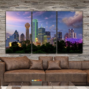 Dallas Skyline Canvas Set, Large Wall art of Dallas Print, Dallas Canvas, Dallas Art, Dallas Photo, Dallas Wall Art, Dallas Photo Night
