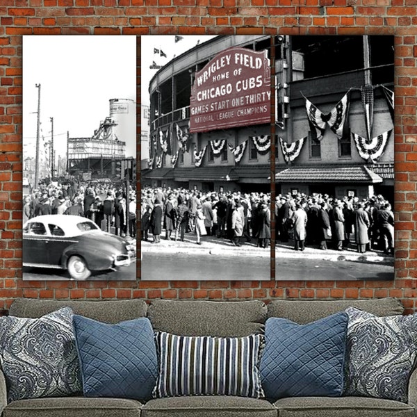 Chicago Cubs Wrigley Field 1945 World Series Digital Painting on Canvas, Wrigley Field Canvas, Chicago Cubs Art, Cubs World Series