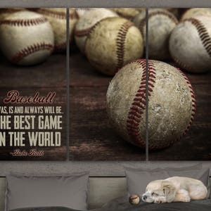 Baseball decor for Boys Bedroom, Baseball nursery art canvas, Baseball Wall art Large, Baseball canvas, Custom Baseball art image 1