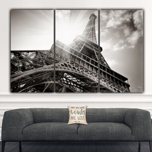 Eiffel Tower Paris Canvas Art, Extra Large Wall Art, Sepia or Black & White, Paris  Photo with Dramatic View, Great Traveler Gift