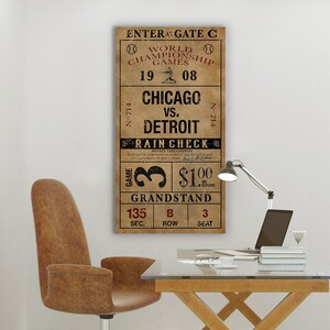 Custom Oversize Vintage Ticket, Choose Your Sports Teams, Gallery Wrapped Baseball Wall Art, Nostalgic World Series Man Cave Canvas Print