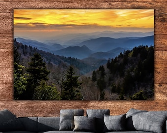 Smoky Mountain Canvas Wall Art at Sunset