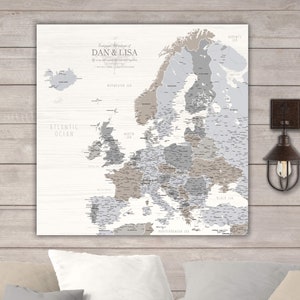 Farmhouse Europe Push Pin Travel Map, Customized Map One Panel Pinboard, Pin Board Map, Large Wall art, Europe Map Push Pin travel gift