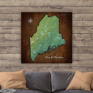 Maine Push Pin Map, Custom Maine State Map for Office, Gallery Wrap Canvas Map for Marking Travels, Custom Travel Map Gift Art