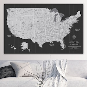 Wedding Anniversary USA Push Pin Map, Personalized Travel Map, Custom Quote and Legend, Ideal Gift for travelers
