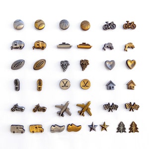 Metal Push Pins, Travel Map Markers, You Choose Mix and Match, Gold & Silver, Lapel Pins, Thumbtacks, Sports Heart House Hiking RV Camper