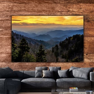 Smoky Mountain Canvas Wall Art at Sunset
