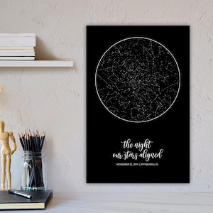 Solid Color Gallery Wrapped Star Map Canvas, Custom Anniversary, Wedding, Birthday Gift - Personalized Large Print Constellation Map