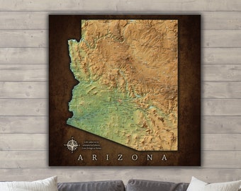 Arizona Push Pin Map, Canvas Arizona Office Wall Art, State Travel Map with Pins, Gallery Stretched Canvas, Arizona Home Decor Wall Art Gift