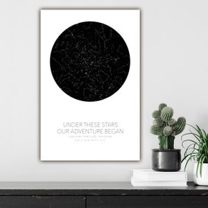 Large Custom Star Map Gallery Wrapped Canvas, Unique Anniversary, Newborn, Wedding Gift - Personalized Star Map by date with Custom Text