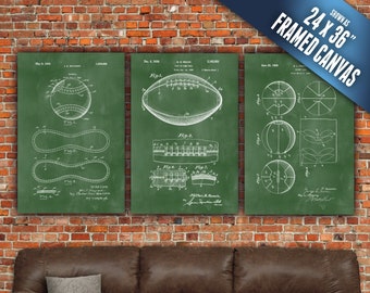 Sports Art Patent Prints on Canvas. Gallery Wrapped & Ready to hang. Large Wall Art, Sports Gift, Baseball, Football, Golf, Basketball