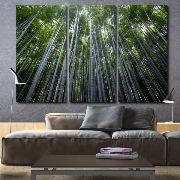 Bamboo Trees on Canvas in Rain Forest, Large Canvas art, Rain Forest Photo, Large Wall art, Canvas Poster, Tree Painting, Trees in Forest