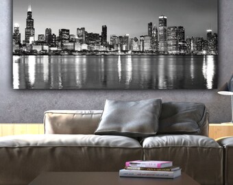Chicago Skyline Canvas Etsy