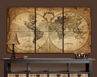 1850 vintage world map