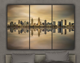 San Diego Skyline, Golden Sunset, Large Wall art of San Diego Large Wall Art, San Diego Art, San Diego Photo, Large Wall, San Diego Canvas