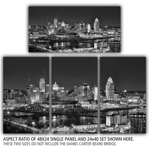 Cincinnati Skyline on Canvas, shops B&W Large Wall Art, Cincinnati Print, Cincinnati art, Cincinnati Photo, Cincinnati Panoramic, River