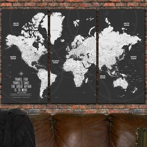 Large Modern Push Pin World Map, World Map Canvas Art, Push Pin Custom Map, Push Pin World Map, Large Wall Art,  Travel Gifts, personalized