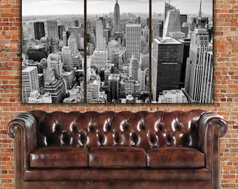 New York Skyline in B&W Canvas Art - New York Empire State, New York Canvas, New York Poster, New York Photo, Large Wall art