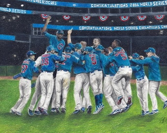 2016 Champions, Chicago Cubs Game 7 Celebration, World Series Champions on Canvas