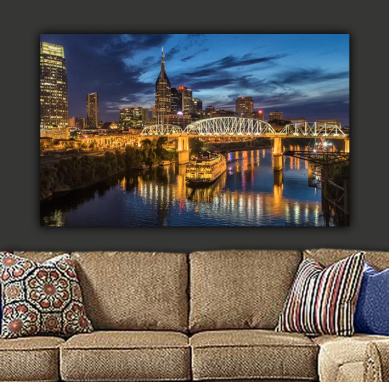 Nashville Skyline Canvas Large Nashville Tennessee Wall Art Etsy