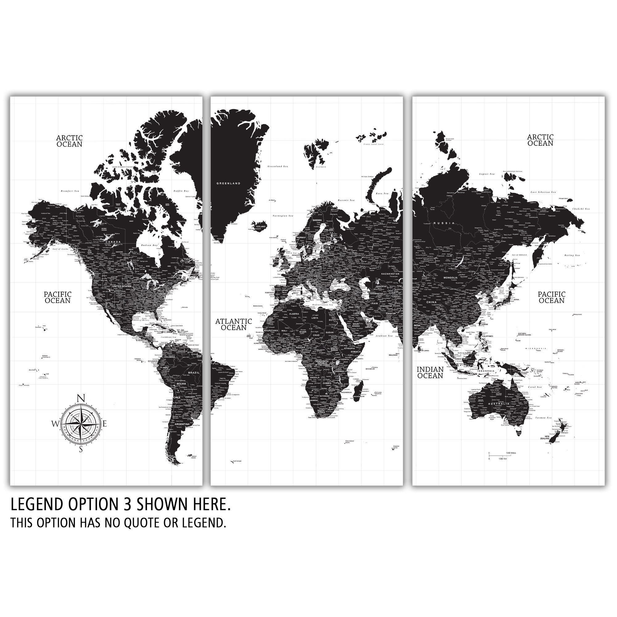 Extra Large Black & White Push Pin Personalized World Canvas Set, Wall Art Travel Gift, Custom Quote Map With Pins to Mark Travels - Etsy
