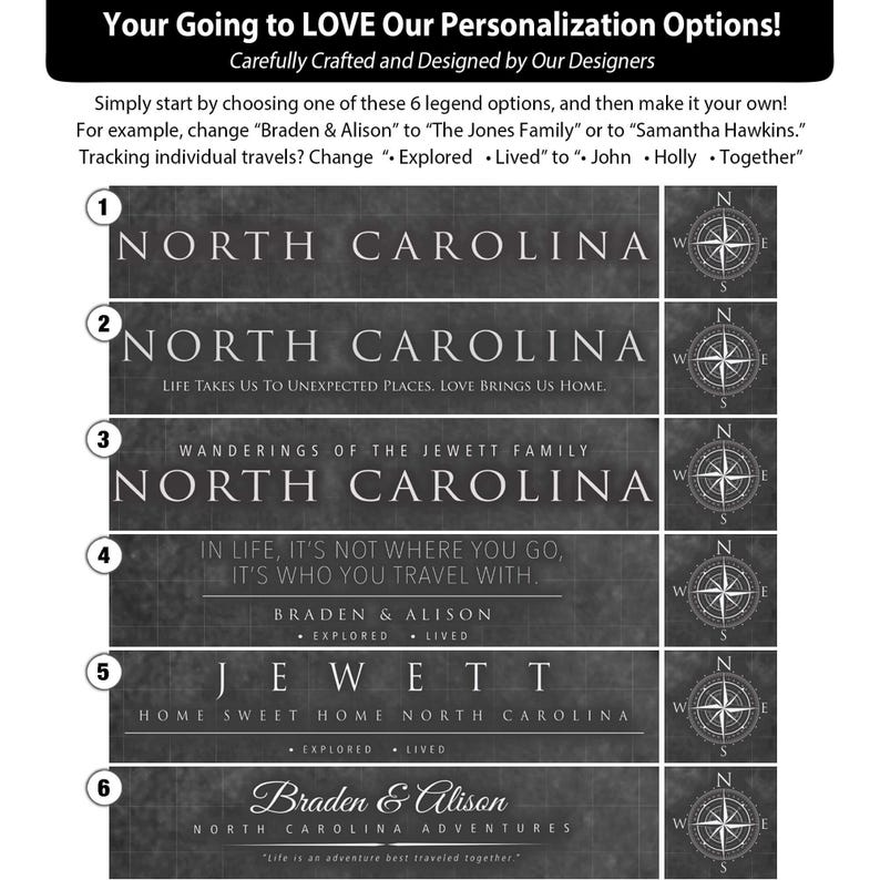 GREY North Carolina Push Pin Map, Personalized North Carolina State Map, Upscale Canvas Wall Art to Pin Travels, Best Gift for Travelers bild 3