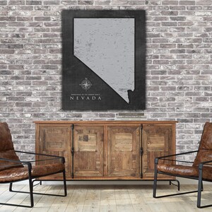 GREY Nevada Push Pin Map, Personalized Nevada State Map, Upscale Canvas Art to Pin Travels, State Pride Decor, Best Gift for Travelers