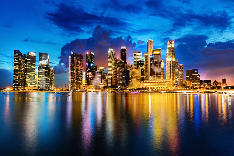Custom Singapore Skyline Canvas Art Large Singapore Canvas Etsy