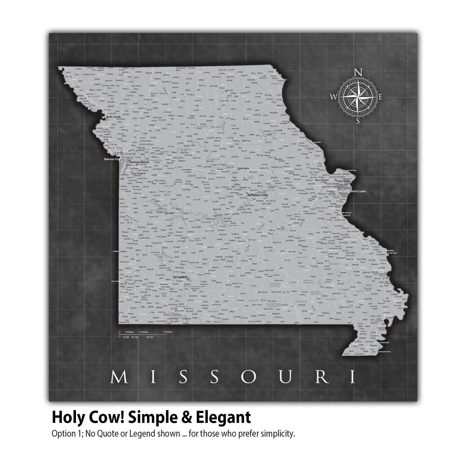 GREY Missouri Push Pin Map, Personalized Missouri State Map, Upscale ...