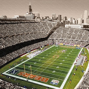 Chicago Sports Stadium Set Chicago Bulls, Chicago Cubs, Bears, Blackhawks, Wrigley Field, White Sox, Gift or Wall Decor for your man cave. image 3