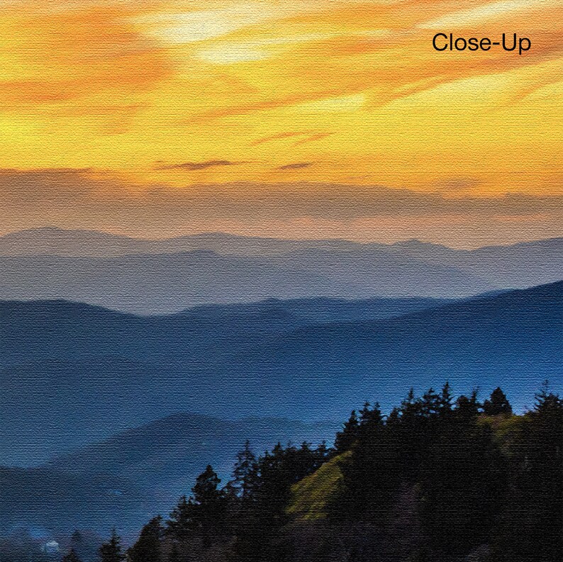 Smoky Mountain Canvas Wall Art at Sunset Etsy