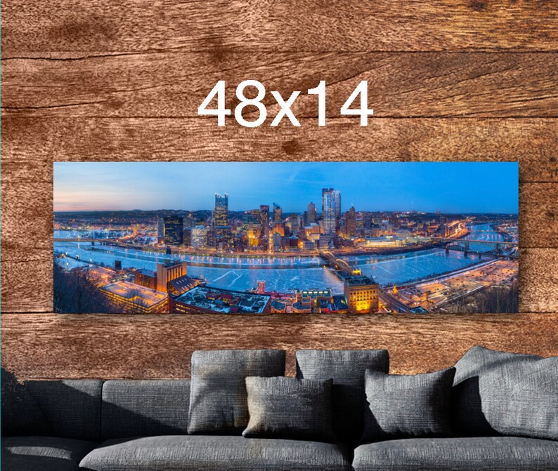 Pittsburgh Skyline on Canvas Large Wall Art Pittsburgh Etsy