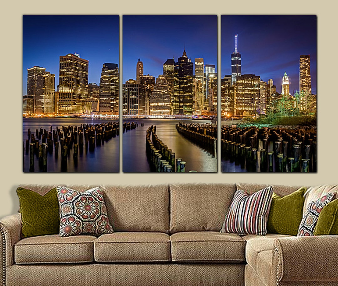 New York Skyline Canvas Art - Large Wall Art Canvas, HDR, New York City ...