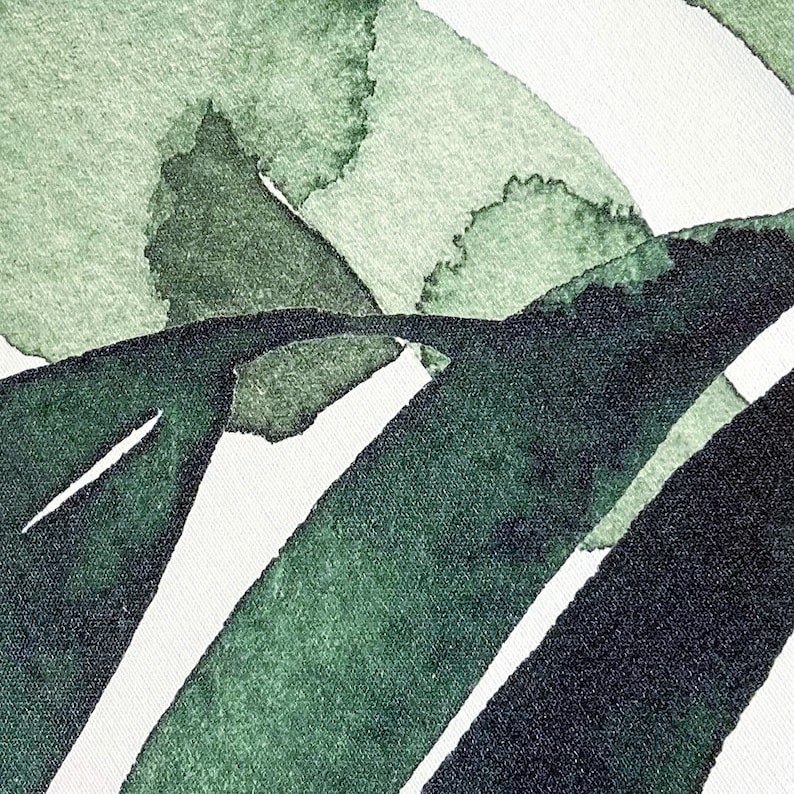 May include: Abstract watercolor painting with dark green and light green brushstrokes on a white background.