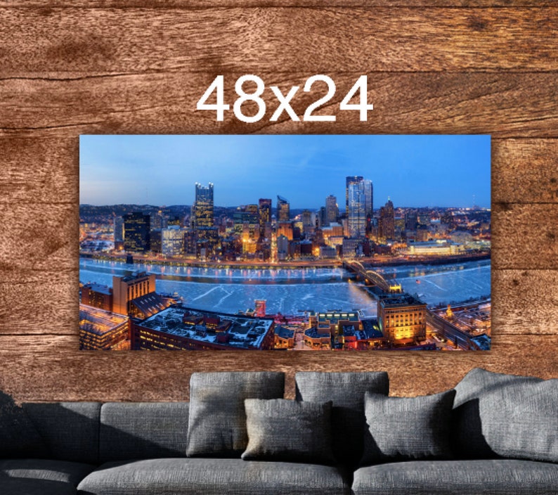 Pittsburgh Skyline on Canvas Large Wall Art Pittsburgh Etsy