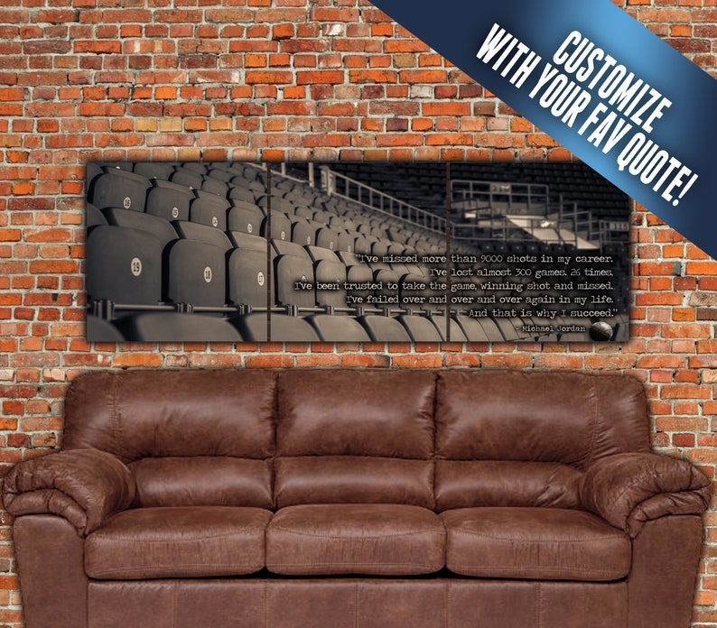 Basketball Vintage Field House Canvas Set, Customize Quote, Man Cave or Kids Room Decor, John Wooden, Bobby Knight Quote, Large Canvas Art image 3