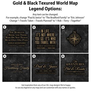 Gold & Black Textured World Push Pin Map on Premium Canvas With ...