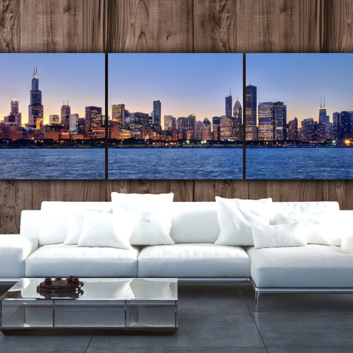 Chicago Skyline on Canvas Large Wall Art Chicago Print - Etsy