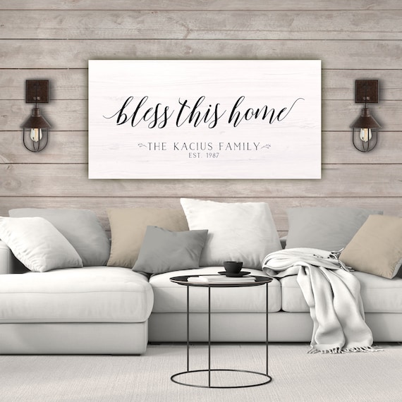Farmhouse Sign Personalized Canvas, Large Wall Art For Living Room Farmhouse