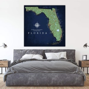 Florida Push Pin Map, Personalized Florida State Map, Upscale Canvas ...