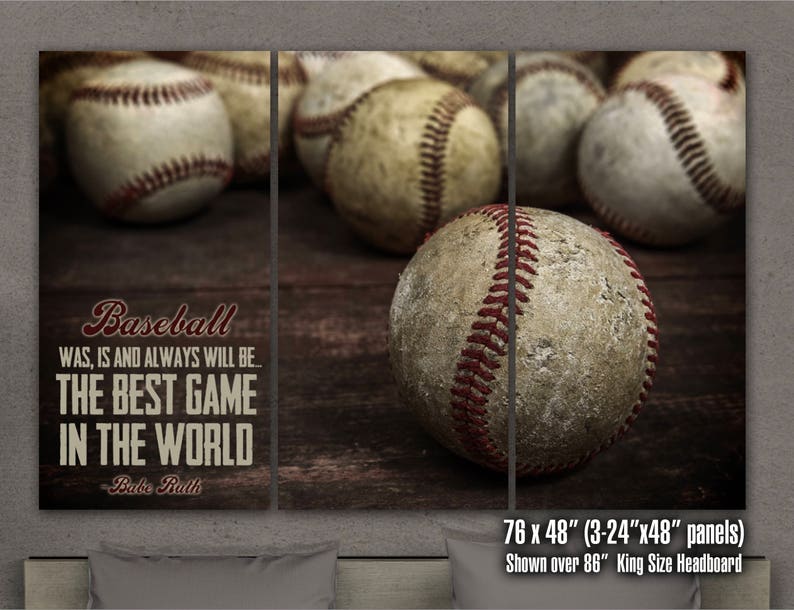 Baseball decor for Boys Bedroom, Baseball nursery art canvas, Baseball Wall art Large, Baseball canvas, Custom Baseball art image 6