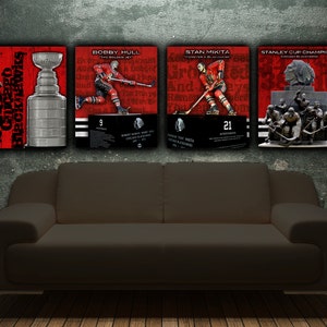 Chicago Blackhawks Single Canvas, art Print, Stanley Cup Champions, Wall art, Blackhawks Canvas, Chicago Blackhawks canvas