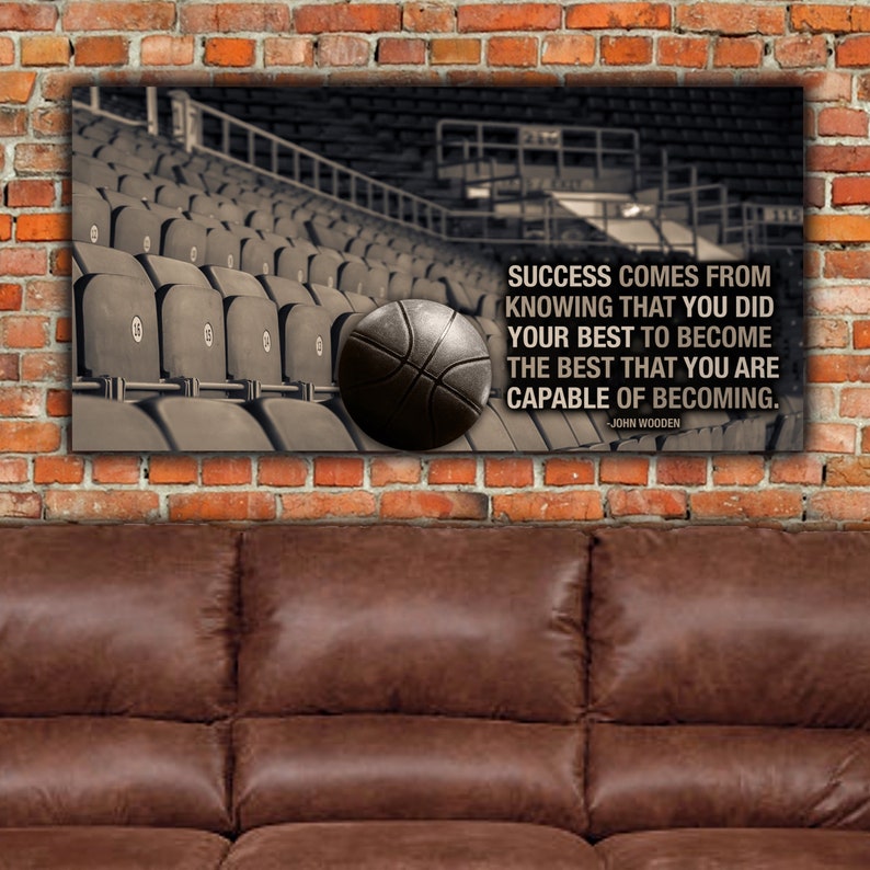 Basketball Vintage Field House Canvas Set, Customize Quote, Man Cave or Kids Room Decor, John Wooden, Bobby Knight Quote, Large Canvas Art image 6